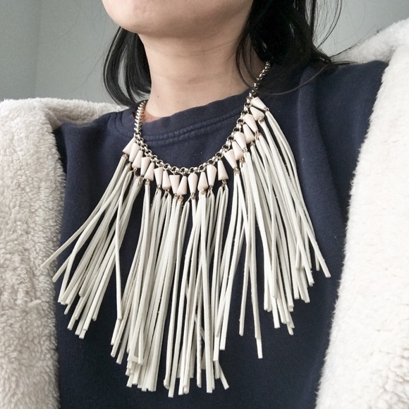 Tabitha suede tassel oversized statement necklace - Picture 2 of 6